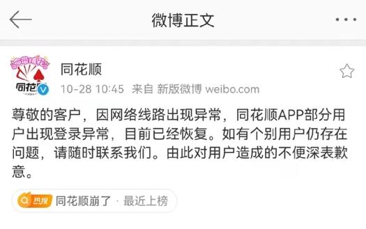 同花顺炒股_炒股软件宕机原因_同花顺APP集体故障分析